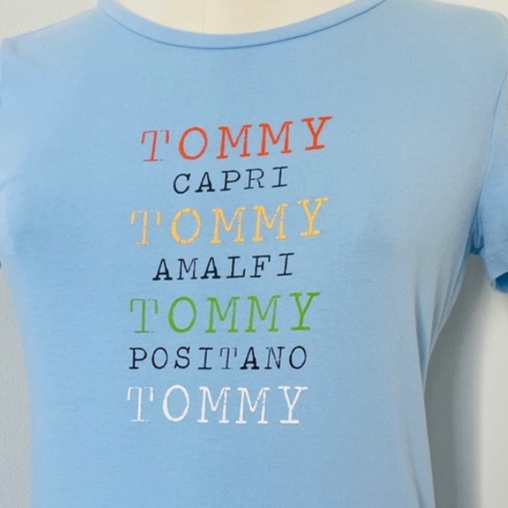 Tommy Hilfiger Light Blue Tee Tshirt Travel Destination XS Capri Amalfi Positano